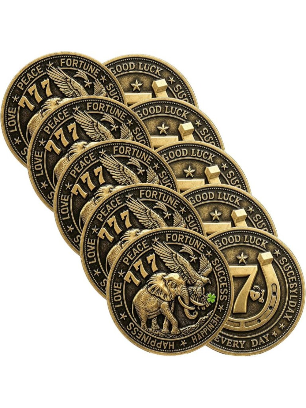 Good Luck Challenge Coins Set - 5 Coins, 1.57 Inch, Perfect for Collectors